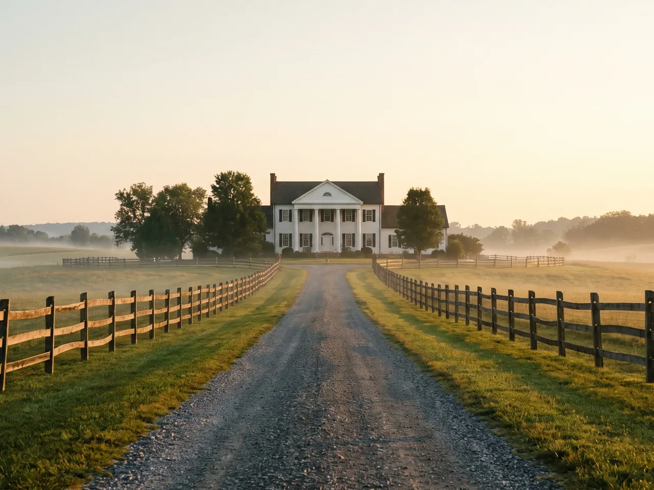 AI reconstruction of the white-columned family home on 25 acres in northern Baltimore County