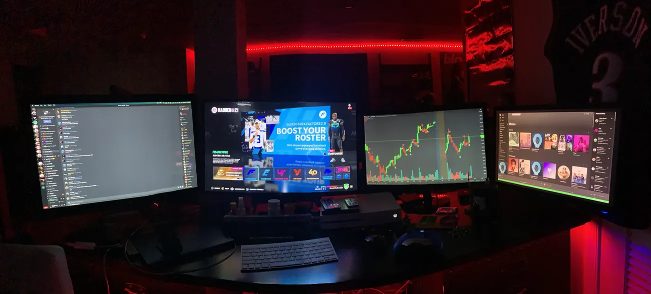 A multi-monitor trading desk