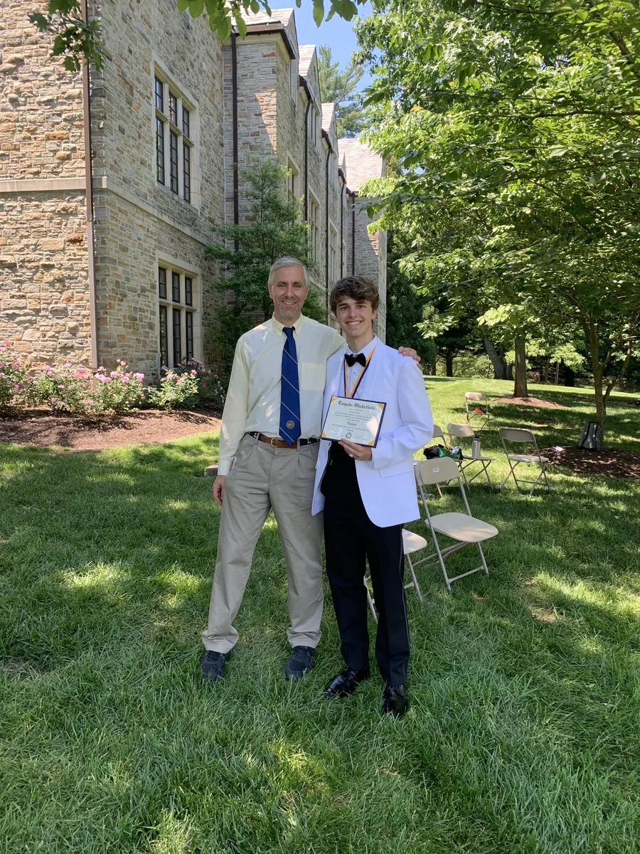 Brock Pivec at graduation from Loyola Blakefield