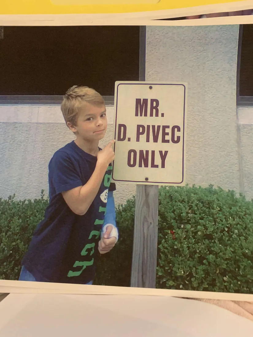 A Mr. D. Pivec only parking sign