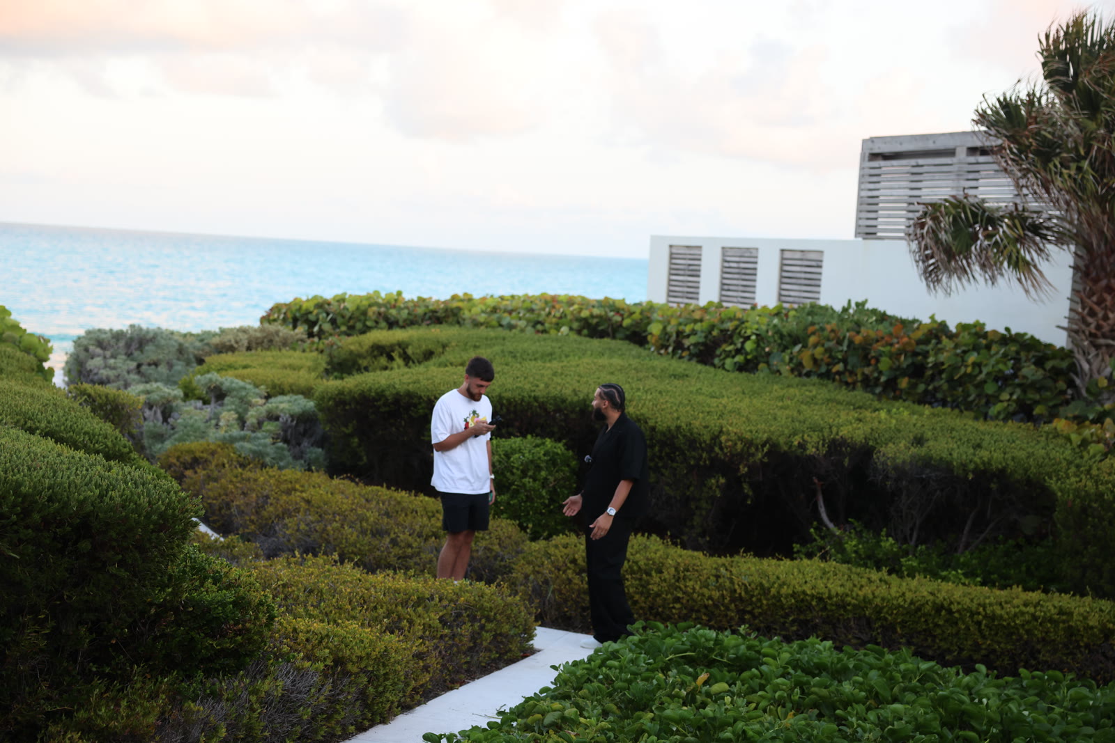 Oceanfront villa garden, Turks and Caicos